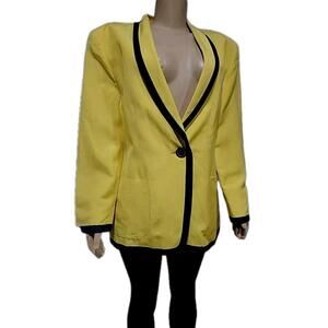 Designer MONDI Womans Size 44/US 12 blazer Yellow Black One Button # R1